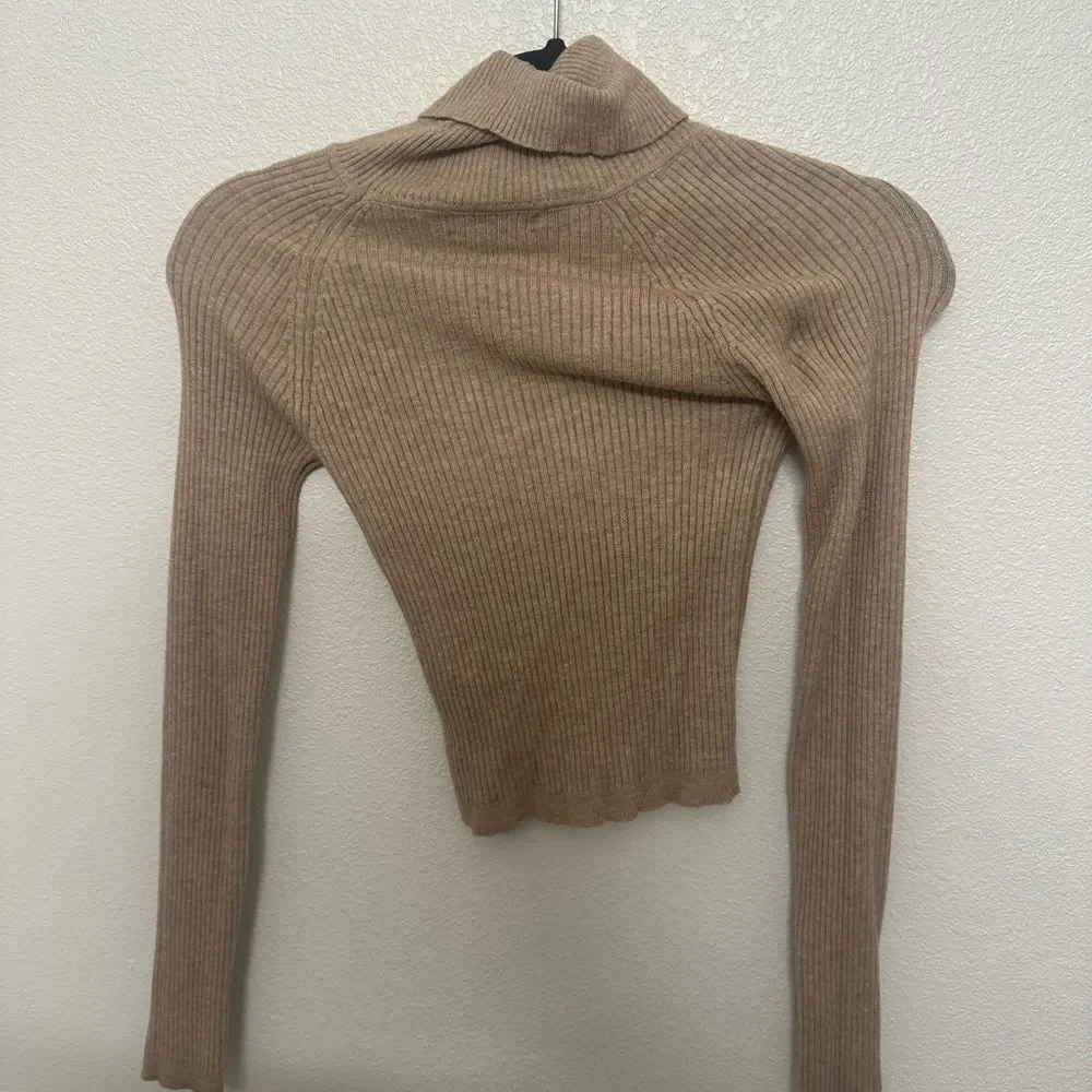 Love Tree Camel Ribbed Turtleneck Sweater